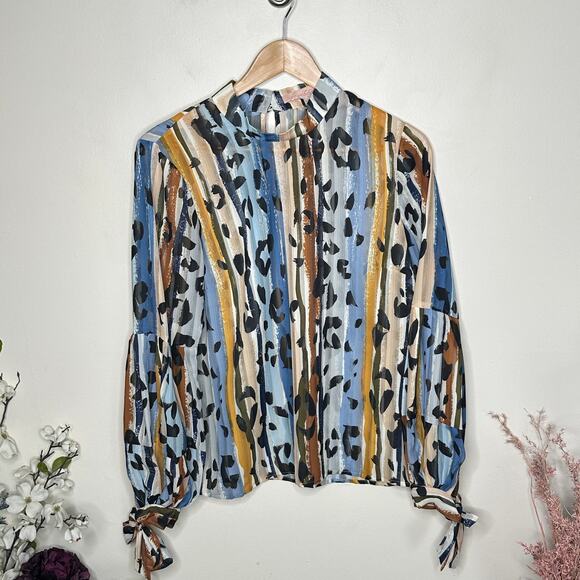 ANTHROPOLOGIE x HUTCH Melissa Leopard Watercolor Blouse Sz S {Z38} - Picture 2 of 5